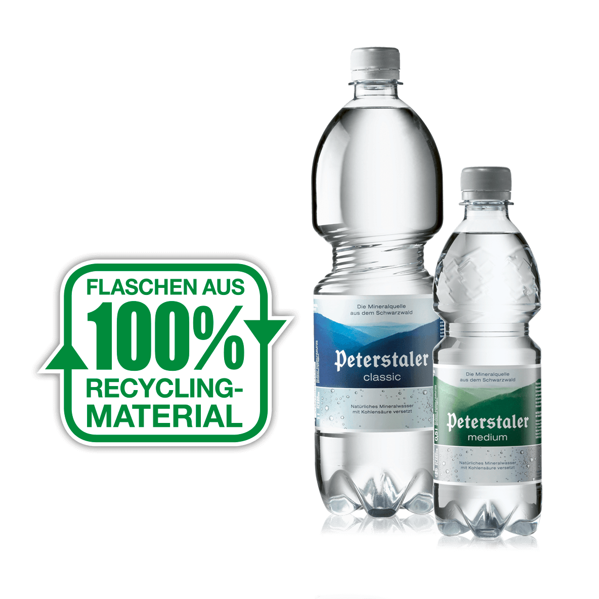 PET-Flaschen aus 100 Prozent Recycling-Material